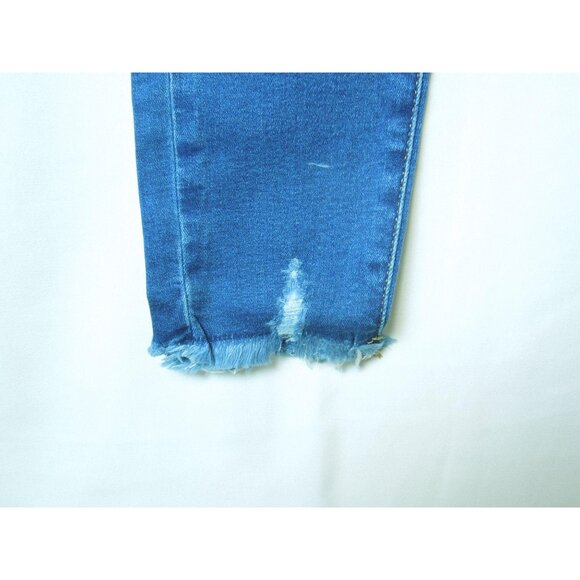 Girls SO Medium Wash Distressed Raw Hem Mid Rise Ultimate Jeggings Size 12 - Picture 6 of 8